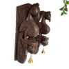 Hand-carved peacock wall brackets set of 2 with brass bells solid wood temple decor
