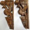 Peacock Pair Wall Bracket Corbel Pair with Brass Bells Wooden Bird Vintage Style  Home Décor Natural Finish Entrance Wall Hanging Ready to ship