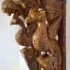 Peacock Pair Wall Bracket Corbel Pair with Brass Bells Wooden Bird Vintage Style  Home Décor Natural Finish Entrance Wall Hanging Ready to ship