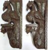 Wooden Peacock Wall Bracket Pair 18 inch Brown Finish Brass Bells Bird Corbel 2 Pcs Door Entrance Wall Décor Wall Hanging Ready to Ship