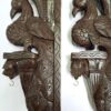 Wooden Peacock Wall Bracket Pair 18 inch Brown Finish Brass Bells Bird Corbel 2 Pcs Door Entrance Wall Décor Wall Hanging Ready to Ship