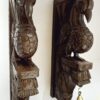 Wooden Peacock Wall Bracket Pair 18 inch Brown Finish Brass Bells Bird Corbel 2 Pcs Door Entrance Wall Décor Wall Hanging Ready to Ship