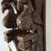 Wooden Peacock Wall Bracket Pair 18 inch Brown Finish Brass Bells Bird Corbel 2 Pcs Door Entrance Wall Décor Wall Hanging Ready to Ship