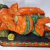 "Wooden Reclining Ganesha Statue 21 Inch Handmade Solid Wood Ganesh Idol Multicolor Finish for Home Temple Décor