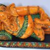 Wooden Ganesha Statue Reclining Color Finish Handmade Ganesh Sculpture Resting Position Antique Vintage look Hand Crafted Ready to Ship