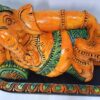 Wooden Ganesha Statue Reclining Color Finish Handmade Ganesh Sculpture Resting Position Antique Vintage look Hand Crafted Ready to Ship