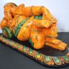 Wooden Ganesha Statue Reclining Color Finish Handmade Ganesh Sculpture Resting Position Antique Vintage look Hand Crafted Ready to Ship