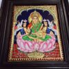 Gajalakshmi Tanjore Painting with Teakwood Framed 22K Gold Pooja Room Goddess of Wealth Indian Art Gift Pooja Room Décor 15" x 13" Ready to Ship