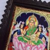 Gajalakshmi Tanjore Painting with Teakwood Framed 22K Gold Pooja Room Goddess of Wealth Indian Art Gift Pooja Room Décor 15" x 13" Ready to Ship