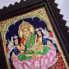 Gajalakshmi Tanjore Painting with Teakwood Framed 22K Gold Pooja Room Goddess of Wealth Indian Art Gift Pooja Room Décor 15" x 13" Ready to Ship