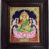 Gajalakshmi Tanjore Painting with Teakwood Framed 22K Gold Pooja Room Goddess of Wealth Indian Art Gift Pooja Room Décor 15" x 13" Ready to Ship