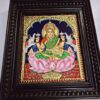 Gajalakshmi Tanjore Painting with Teakwood Framed 22K Gold Pooja Room Goddess of Wealth Indian Art Gift Pooja Room Décor 15" x 13" Ready to Ship