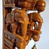 18-inch wooden elephant wall corbel pair in brown finish with brass bells – handcrafted Indian home decor