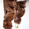 Handmade Wooden Yali Wall Bracket Pair 12 Inch Antique Brown Finish with Brass Bells