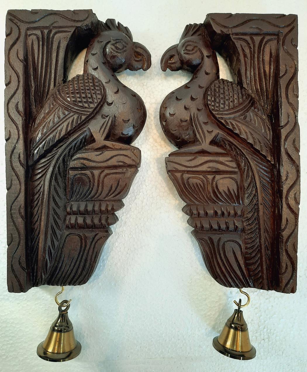 Wooden Wall Bracket Peacock Pair