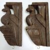 Wooden Wall Corbel Bird Pair beautifully carved Brown Finish Brass Bells Parrot Wall Bracket 2 Pcs Door Entrance Wall Décor Ready to Ship