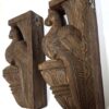 Wooden Wall Corbel Bird Pair beautifully carved Brown Finish Brass Bells Parrot Wall Bracket 2 Pcs Door Entrance Wall Décor Ready to Ship