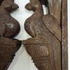 Wooden Wall Corbel Bird Pair beautifully carved Brown Finish Brass Bells Parrot Wall Bracket 2 Pcs Door Entrance Wall Décor Ready to Ship