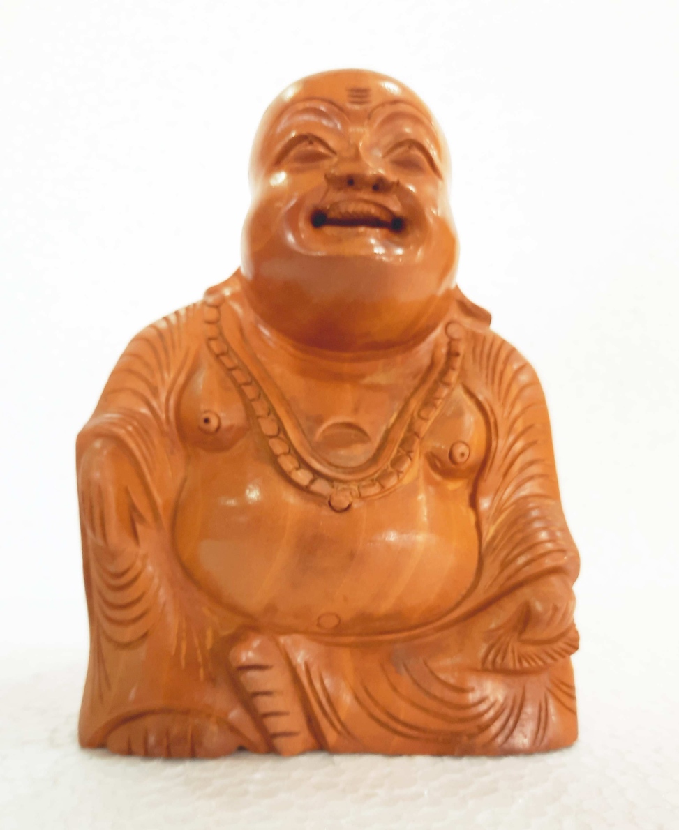 Wooden Laughing Buddha Statue for Home