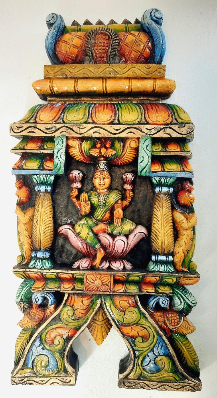 Wooden Lakshmi Wall Panel