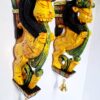 Wooden Yali Wall Corbel Pair 12 Inch Hand Carved Yazhi Brackets with Brass Bells Solid Wood for Temple Entrance and Pooja Room Décor