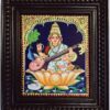 Saraswathi Tanjore Painting with Frame 15x13 Inch 22 Karat Gold Foils Quality Teakwood Framed Pooja Room Decor Ready for Shipping