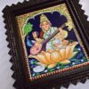 Saraswathi Tanjore Painting with Frame 15x13 Inch 22 Karat Gold Foils Quality Teakwood Framed Pooja Room Decor Ready for Shipping