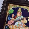 Saraswathi Tanjore Painting with Frame 15x13 Inch 22 Karat Gold Foils Quality Teakwood Framed Pooja Room Decor Ready for Shipping