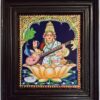 Saraswathi Tanjore Painting with Frame 15x13 Inch 22 Karat Gold Foils Quality Teakwood Framed Pooja Room Decor Ready for Shipping