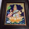 Saraswathi Tanjore Painting with Frame 15x13 Inch 22 Karat Gold Foils Quality Teakwood Framed Pooja Room Decor Ready for Shipping