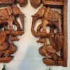 Wooden Elephant with Peacock Wall Bracket Pair