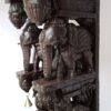 Wooden Elephant with Peacock Wall Bracket Pair