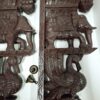 Wooden Elephant with Peacock Wall Bracket Pair