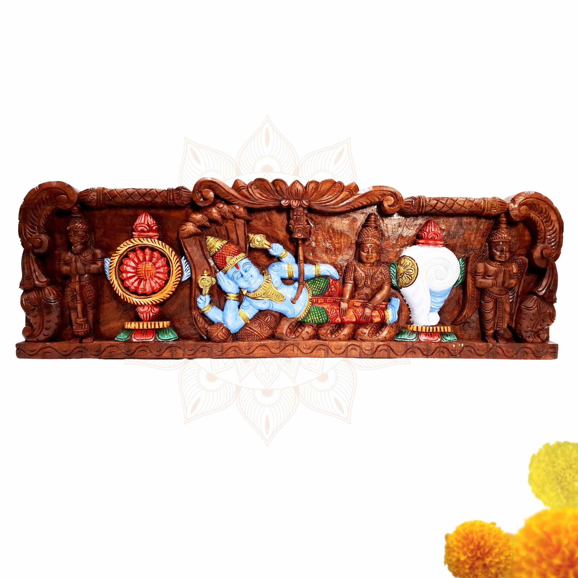 Wooden Ranganatha Wall Panel