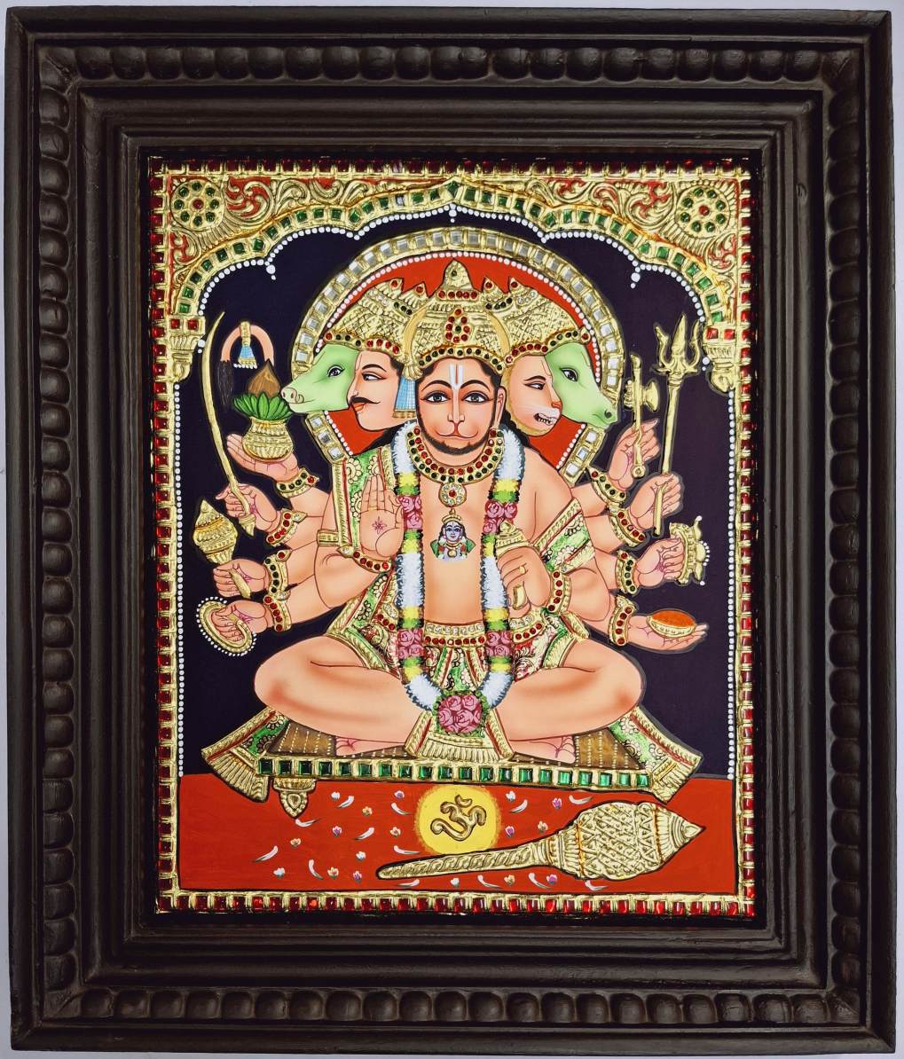 Panchamukhi Hanuman Tanjore Painting