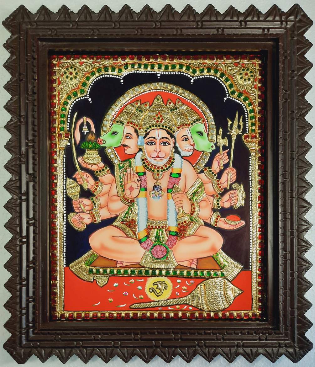 Panchamukhi Hanuman Tanjore Painting