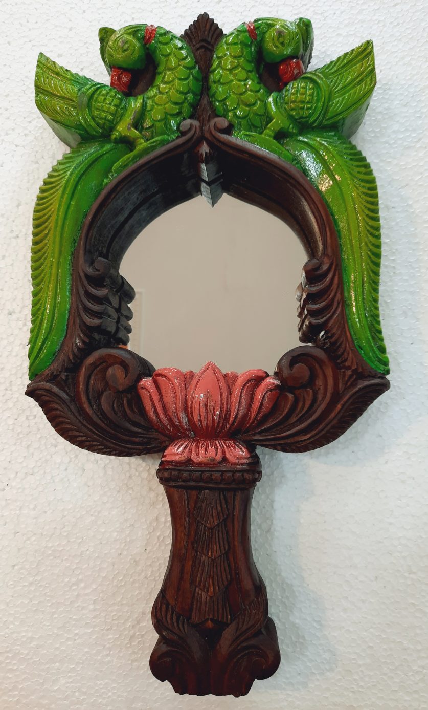Wooden Parrot Wall Mirror
