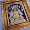 15"x13" Karpaga Ganesha Tanjore Painting with Teak Wood Frame, 22K Gold Foil, Indian Artwork, Gift Size, Ready to Ship