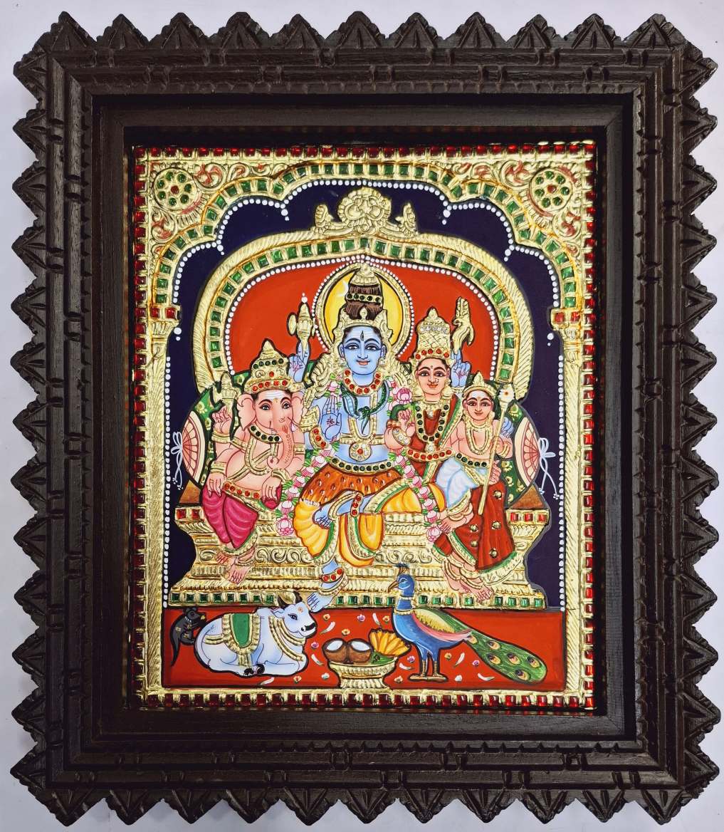 Tanjore Painting Shiva Parivar