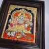 Shiva Family Tanjore Painting with Teakwood Frame 15"x13", 22K Gold Foils, Crystal Rhinestones, Pooja Room, Gifts Size, Ready to Ship