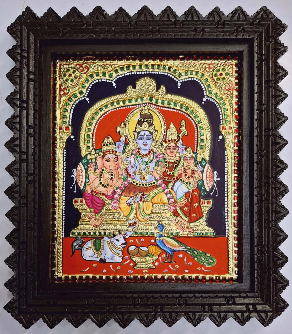 Tanjore Painting Shiva Parivar