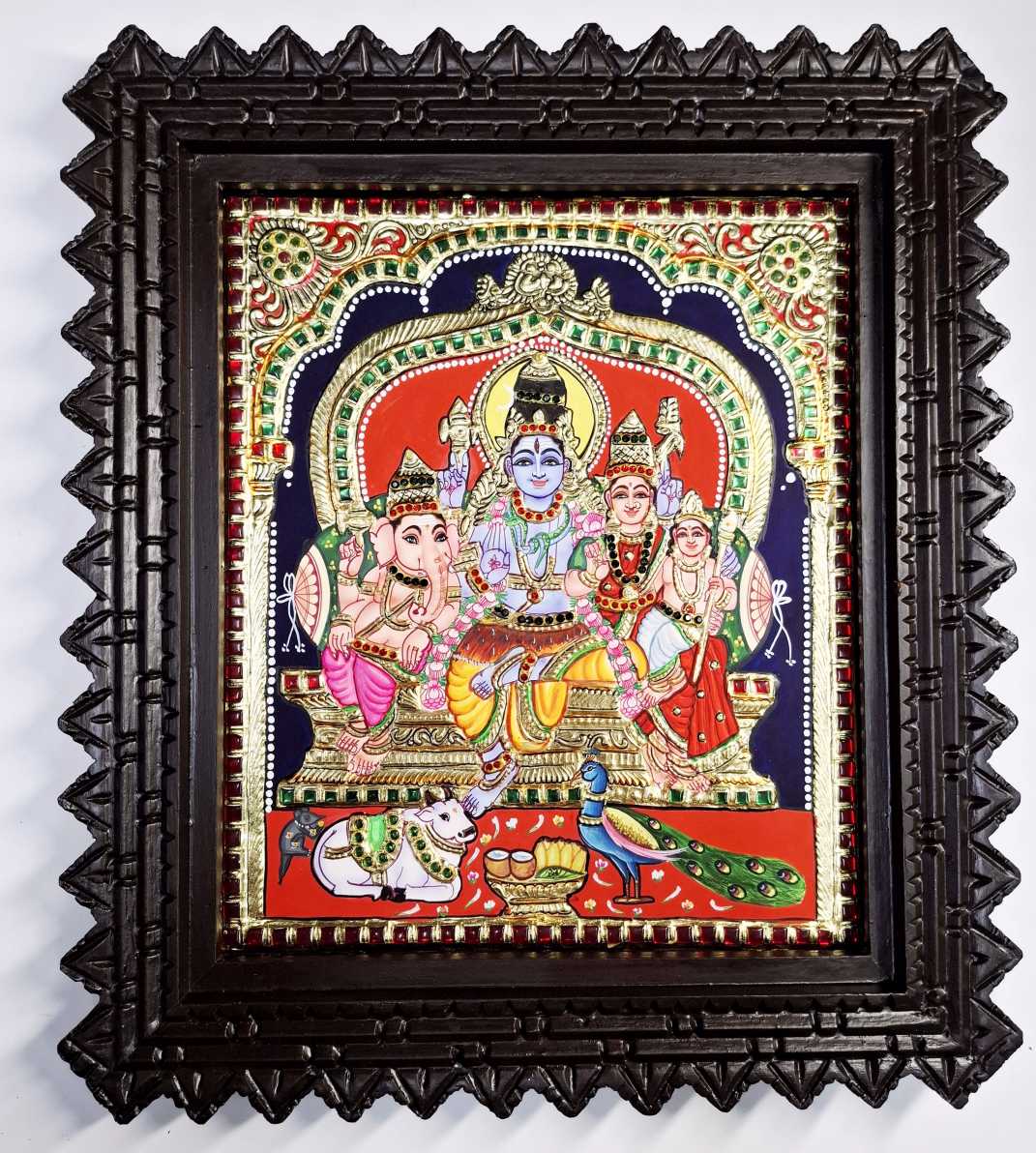Shiva Parivar Tanjore Painting 22K Gold