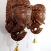 JLine Arts Elephant Head Wooden Wall Bracket Pair, handmade solid wood corbels with brass bells, antique finish, 9 Inch home entrance and living room décor.”