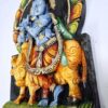 15" Krishna Wall Hanging, Krishna Statue, Wooden Sculpture Vintage Style, Garden Temple Living Room, Indian Hand Carving, Ready to Ship