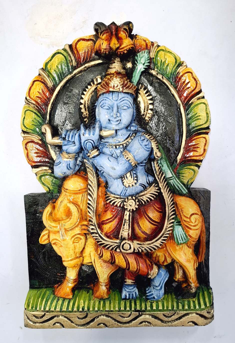 Krishna Wooden Wall Panel