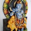 15" Krishna Wall Hanging, Krishna Statue, Wooden Sculpture Vintage Style, Garden Temple Living Room, Indian Hand Carving, Ready to Ship