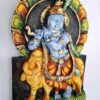 15" Krishna Wall Hanging, Krishna Statue, Wooden Sculpture Vintage Style, Garden Temple Living Room, Indian Hand Carving, Ready to Ship