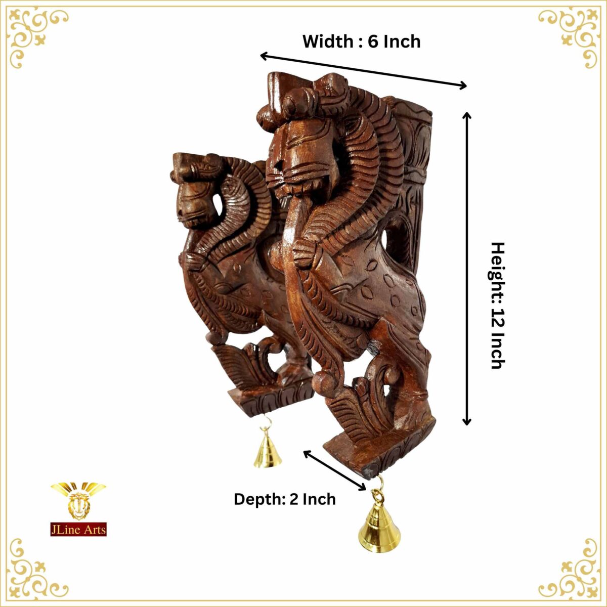 Wooden Yali Wall Corbel Pair