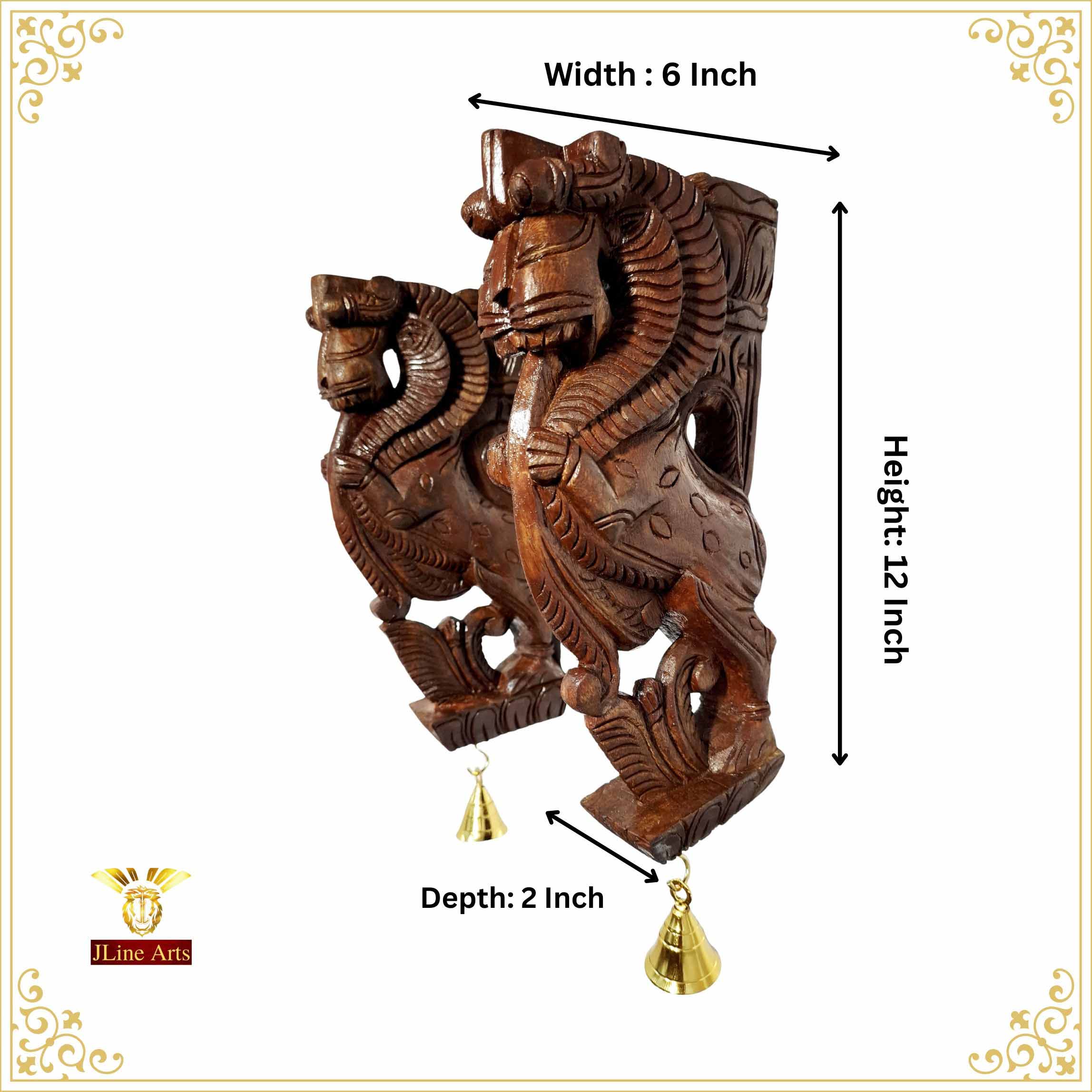 Wooden Yali Wall Corbel Pair