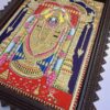 Balaji Tanjore Painting with Teakwood Framed 28x22 Inch 22K Gold Shiny Crystal Rhinestones Pooja Room Gift Size Ready to ship